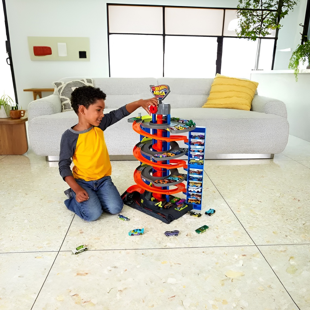 Hot Wheels City Mega Garage Playset with Storage for Over 60 Cars Ages 4+
