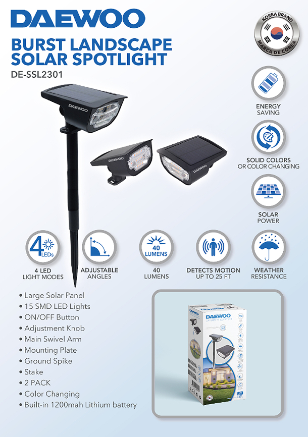 Daewoo Outdoor Burst Landscape Solar Spotlight