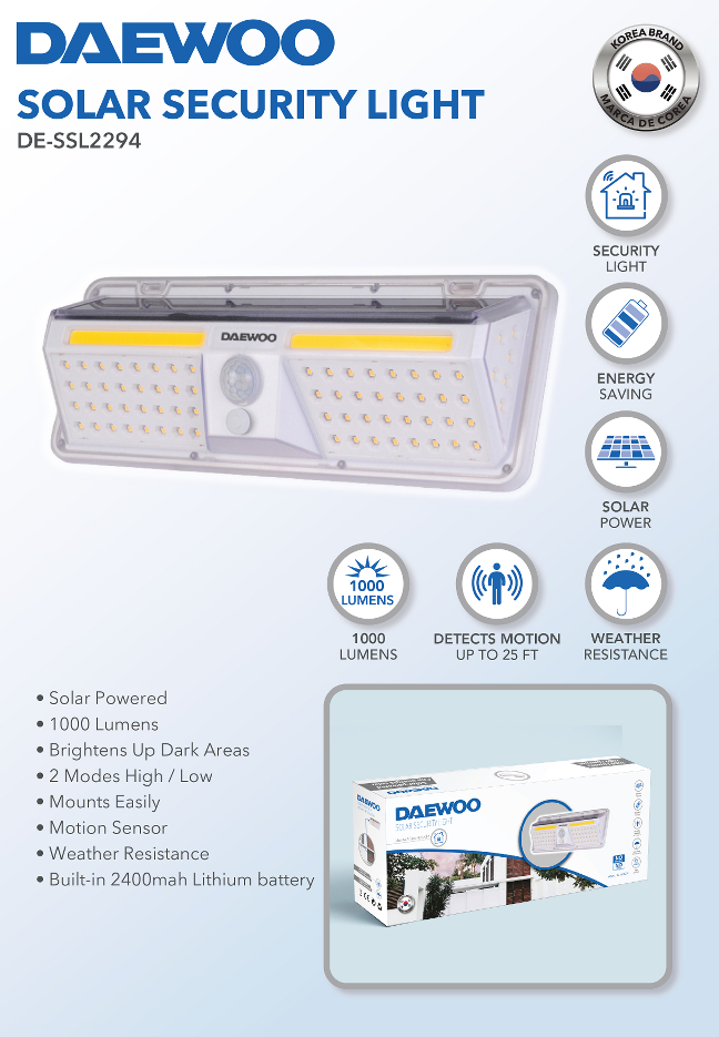Daewoo Outdoor Solar Security Light XL