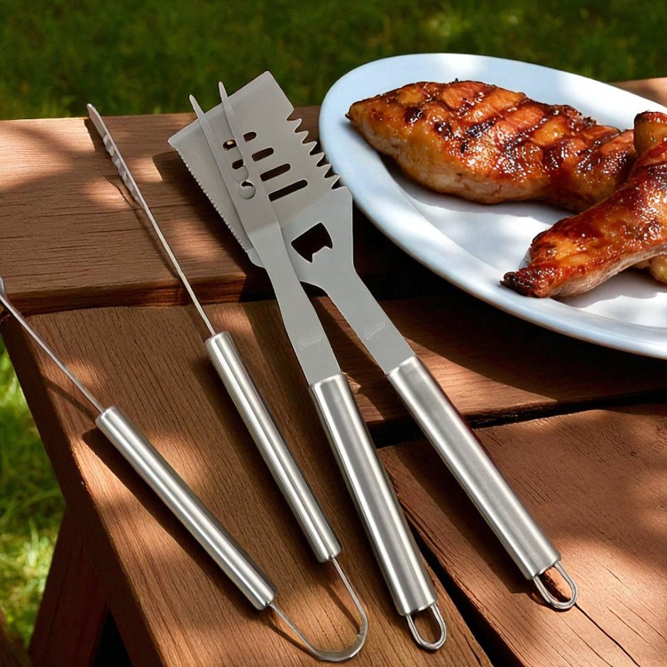 Oster Baldwyn 3pc Barbecue Tool Set, Stainless Steel
