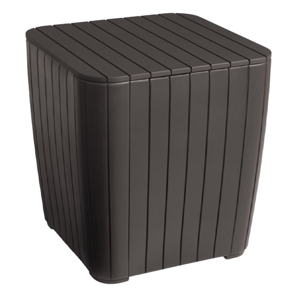 ****Keter Luzon Side Table with Storage, Matte Brown Resin