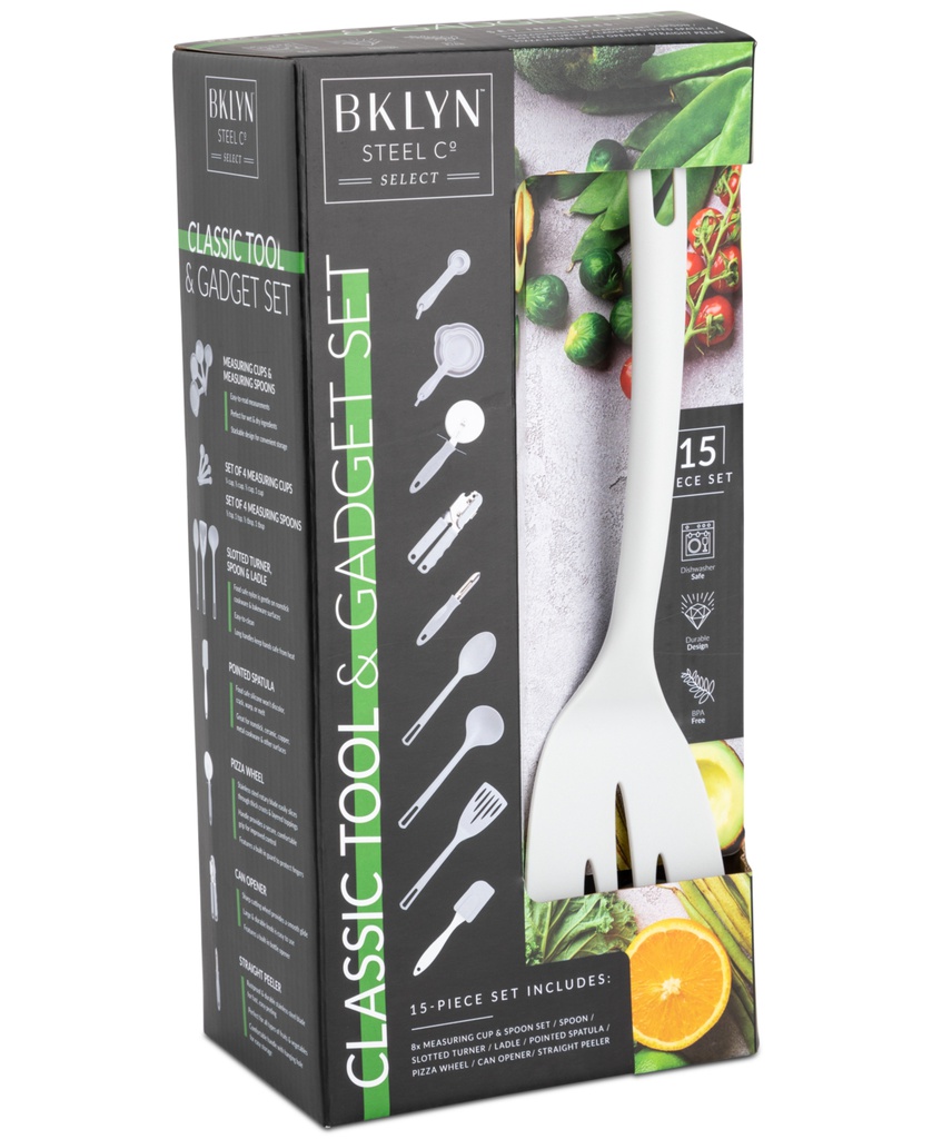 ****Brooklyn Steel Co. Kitchen Tools Set 15-Piece, Gray