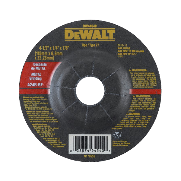****Dewalt TYPE 27 Metal Grinding Disc 4 1/2 x 1/4 7/8 In.