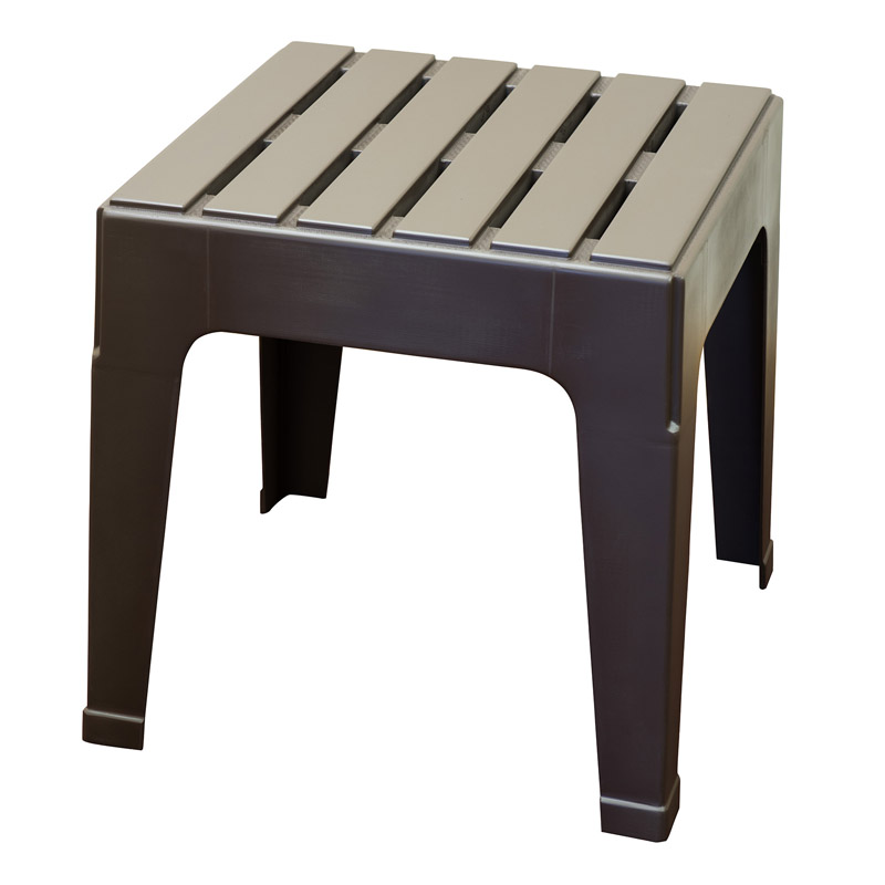 ****Adams Big Easy Square Resin Stackable Side Table, Earth Brown 18.9 In.
