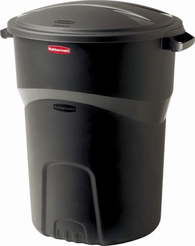 Rubbermaid Roughneck Round Trash Can with Lid 32 Gal. Black