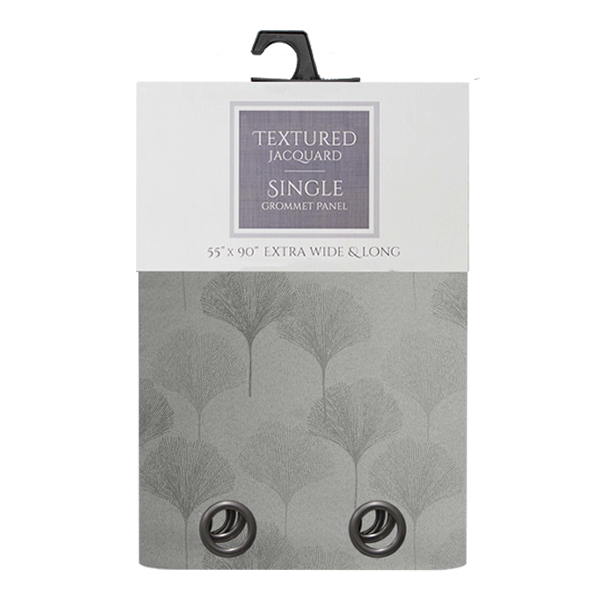 Fanly Grommet Window Curtain Panel with Tie Back 55 x 90 In. Grey