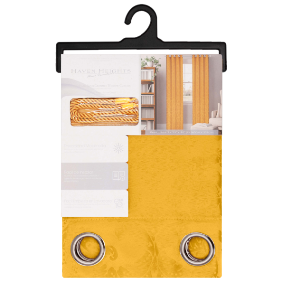 Royalty Grommet Window Curtain Panel with Tie Back 55 x 90 In. Gold