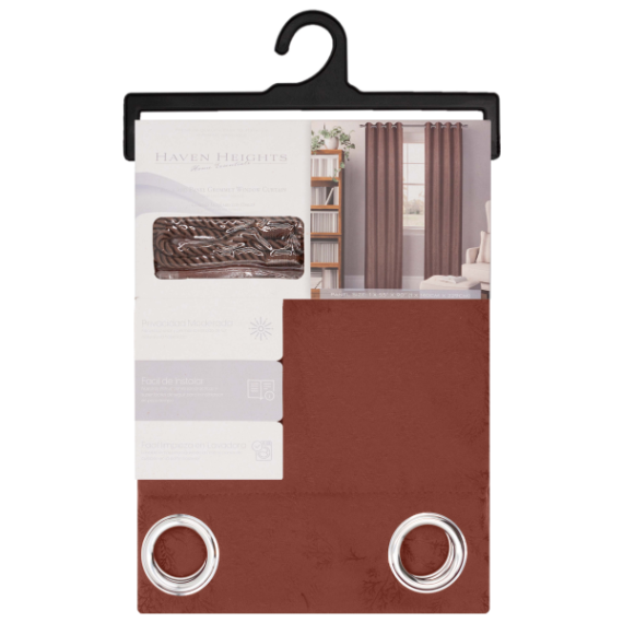 Vineland Grommet Window Curtain Panel with Tie Back 55 x 90 In. Mocha