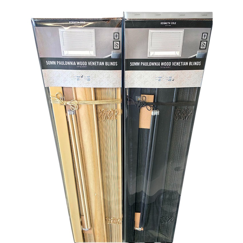 Kenneth Cole Paulownia Wood Venetian Blinds 60"x90.5" (152x230Cm), Dark Brown