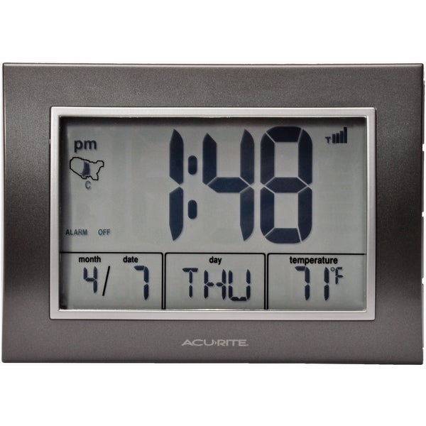 Acu-Rite Atomic Alarm Clock with Date, Day of Week and Temperature 7 In.