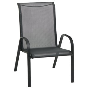 Outdoor Expressions Windsor Collection Steel Sling Oversized Stacking Chair, Black