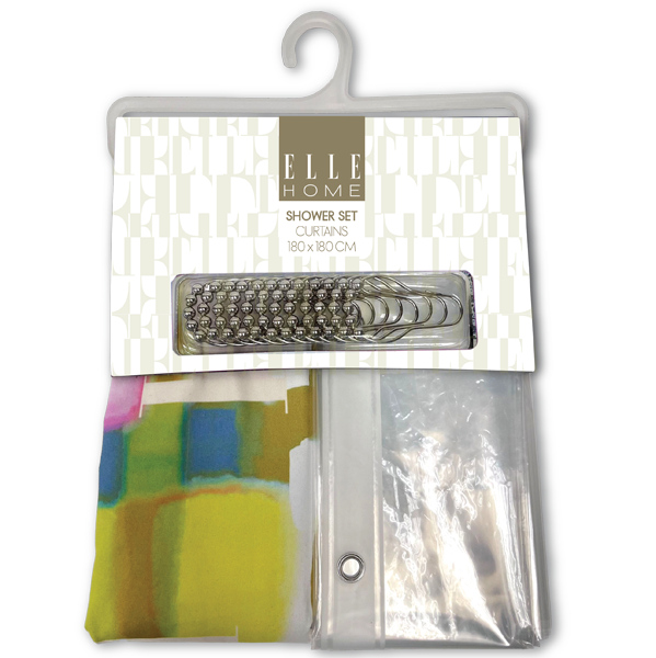 Elle Home 14pc Shower Curtain/ Liner Set with Hooks