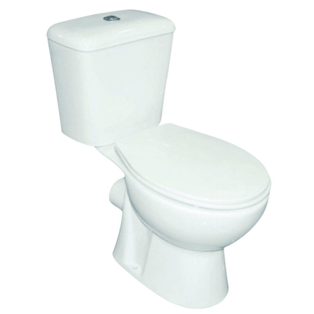 Briggs Two-Piece, P-Trap Toilet, Round, Dual Flush ,Top Push Button, White