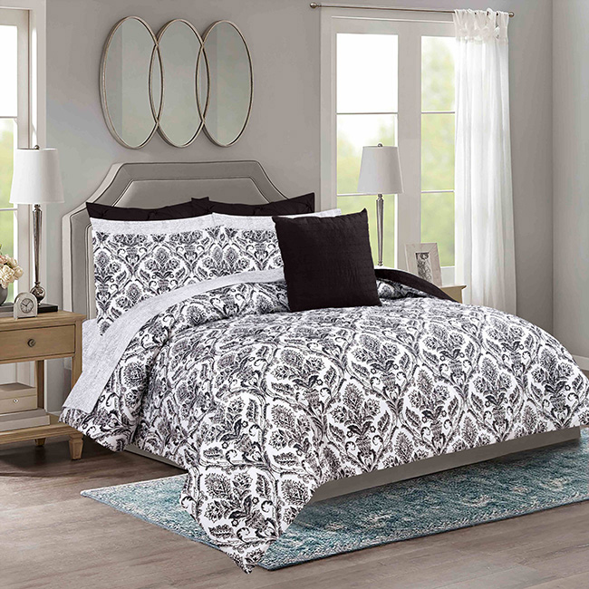 CHD 10pc Queen Comforter Set, Raya Black