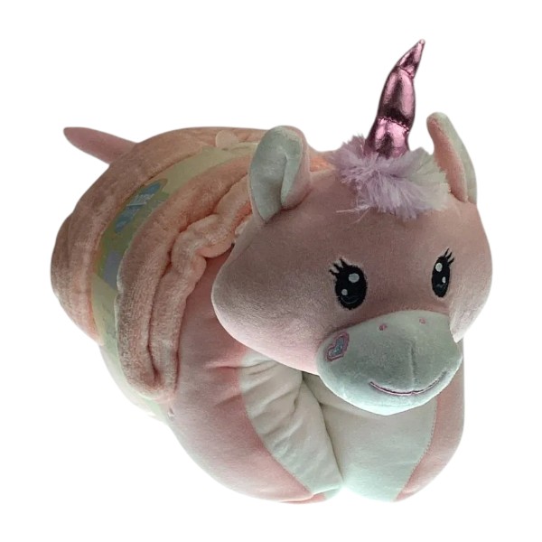 Home Living Micromink Animal Pillow with Blanket, Pink Unicorn