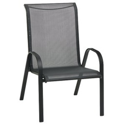 [832835 / TJF-T032] Outdoor Expressions Windsor Collection Steel Sling Oversized Stacking Chair, Black