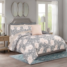 [BCSQ50968] CHD 10pc Queen Comforter Set, Pauline Grey