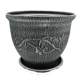 [RH9474G/ZY-132 / HHGD-FWPT-01007] Royal Homes Flower Pot with Saucer 19 x 15 In., Gold/ Silver/ Copper