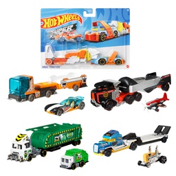[821-BDW51] Hot Wheels Super Rigs Toy Transporter Truck &amp; Toy Car, Assorted